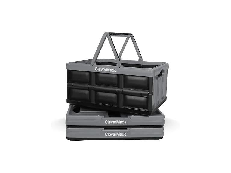 CleverMade Collapsible Shopping Basket 32L, 3 Pack