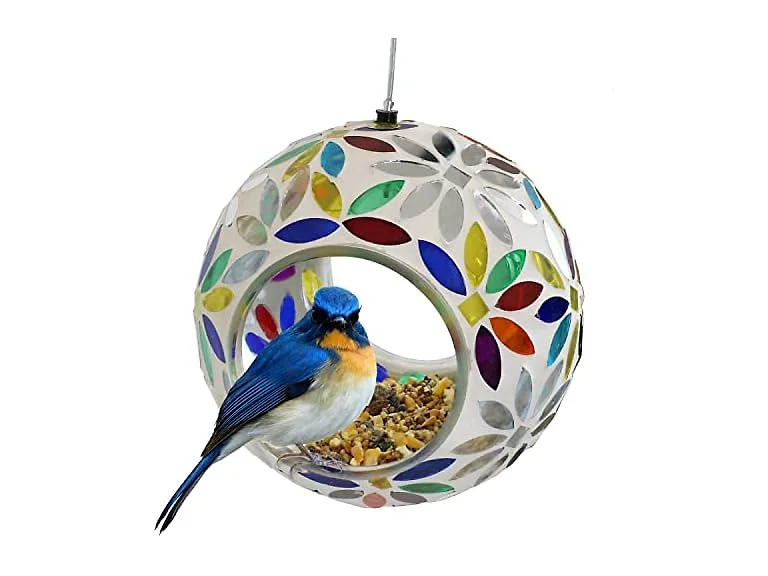 Sunnydaze 6" Rainbow Daisies Mosaic Bird Feeder