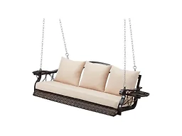 ZZW 8017 Heavy Duty 900 LBS Porch Swing Chair 3-Person Bro