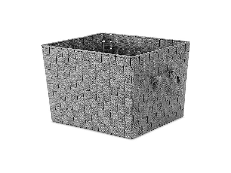 Whitmor GREY Woven Tote, 13 by 15 by 10"