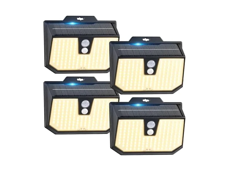 Brightever 4 Packs Solar Outdoor Motion Sensor Lights with 3 Lighting Modes