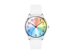 Letoff Classic Analog Watch, Rainbow Dial with Arabic Numerals, White Band, 30M Water Resistant