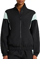 Reebok Women’s Woven Jacket, Standard Fit, Lightweight Nylon Woven Fabric, Black/Glitch Aqua, X-Large