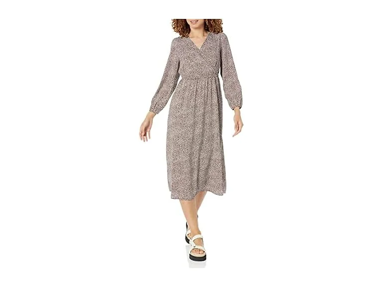 Amazon Essentials Women (L) Dress Espresso Leopard