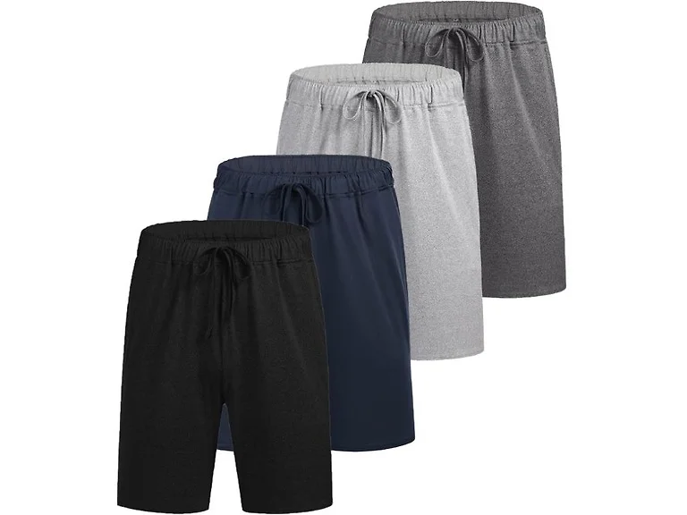 {4PK} Men's Cotton Lounge Shorts w/ Pockets