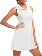 FKEEP Women's Golf Tennis Dress Athletic Workout Dress with Shorts and Pockets (White, M)