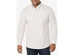 Amazon Essentials Men's Slim-Fit Long-Sleeve Stretch Oxford Cloth Shirt with Pocket, Collared, Pale Pink, Small