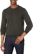 Amazon Essentials Men's Cable Knit Long-Sleeve Crewneck Sweater, 100% Cotton, Big & Tall Options Available, Charcoal Heather, 5X-Large Big Tall
