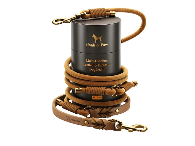NOAH & PAW Leather Paracord Dog Leash