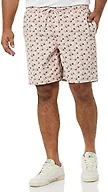 Amazon Essentials Men's 8" Inseam Relaxed-Fit Cotton Drawstring Pull-On Walk Shorts, Summer-Weight, Dusty Pink Palm Leaf Print, Small