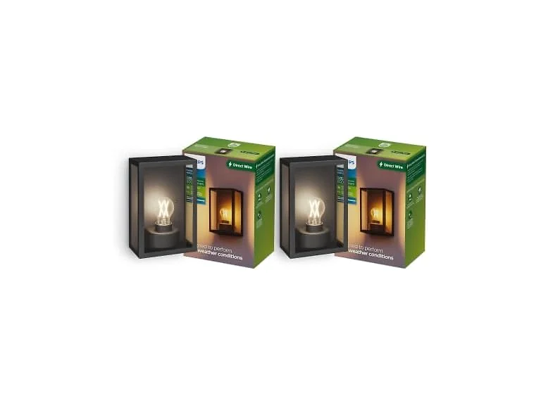 PHILIPS Alzor Outdoor Wall Light, E26 LED Bulb Included, 2 Lights