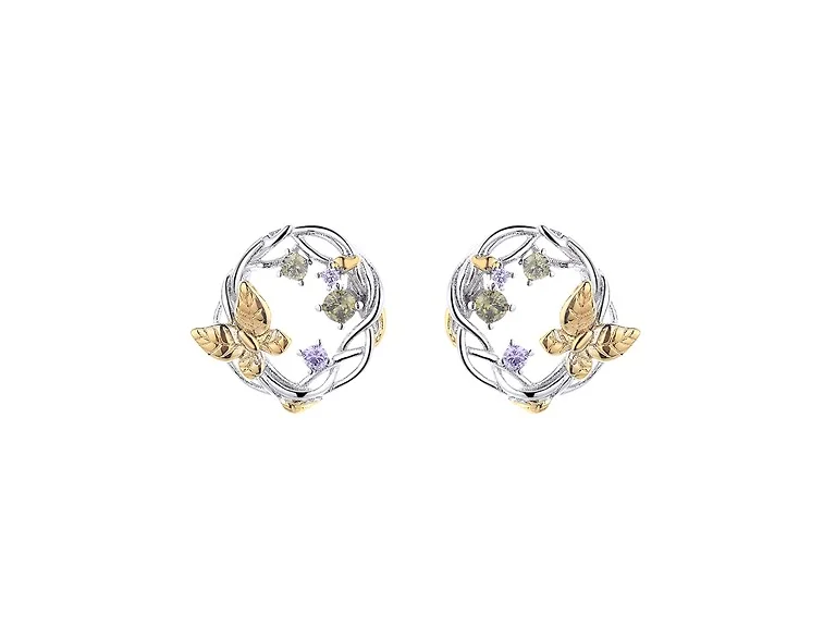 Gold Plated Two Tone Floral Earrings