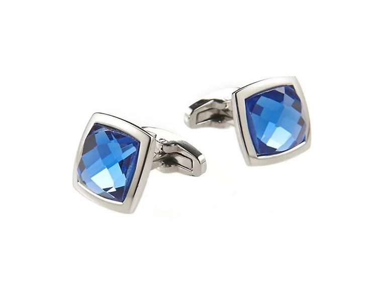 Blue Crystal Square Cufflinks