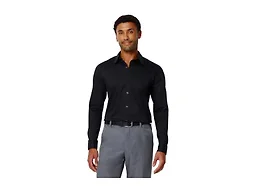 Amazon Essentials Men's Slim-Fit Long-Sleeve Stretch Dress Shirt, Black, Large