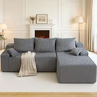 HABUTWAY 94" L-Shape Modular Sectional Sofa Couch for Living Room, No Assembly Required, Boneless Couch with Deep Seat for Living Room Bedroom, No Assembly Required (Grey,Right)