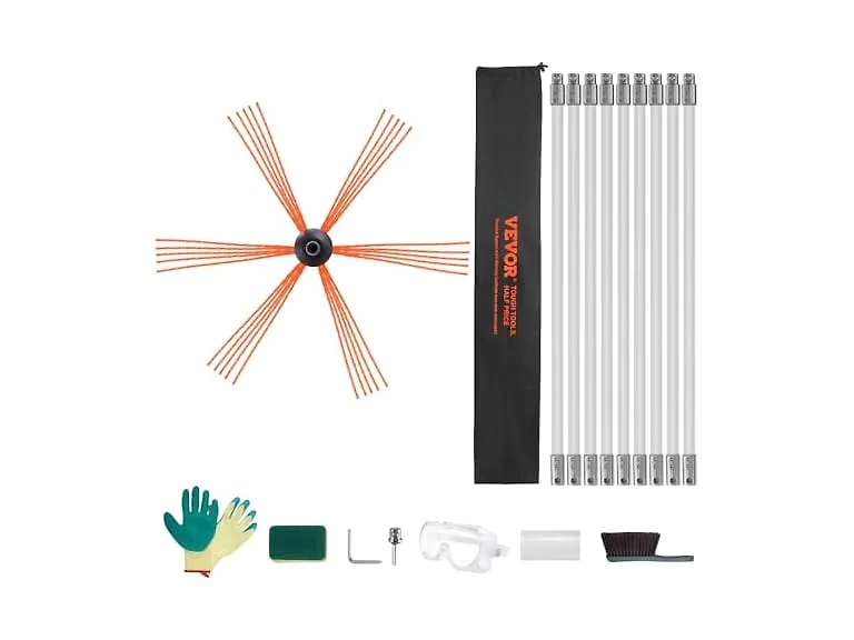 30 Feet Chimney Sweep Kit, w/ 9 Reinforced Nylon