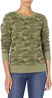 Amazon Essentials Women's Fleece Crewneck Long Sleeve Pullover Sweatshirt (Available in Plus Size), Green Camo, X-Small