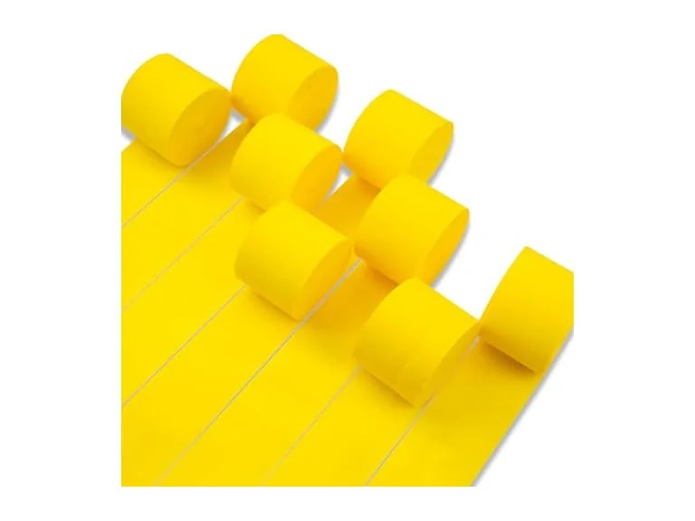 PartyWoo Yellow Crepe Paper 8pcs Pastel Yellow Streamers