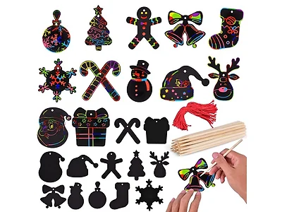 60 Pcs Christmas Scratch Toys for Kid's