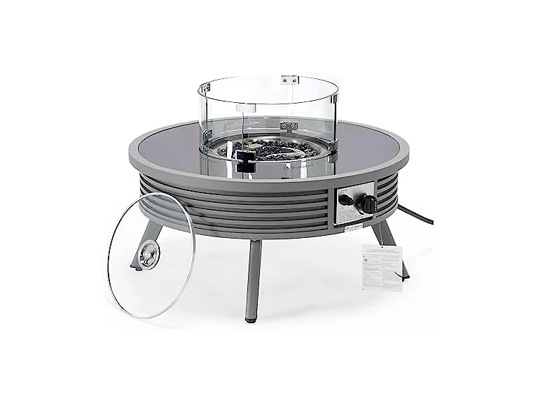 LeisureMod Walbrooke Modern Outdoor Round Fire Pit Table