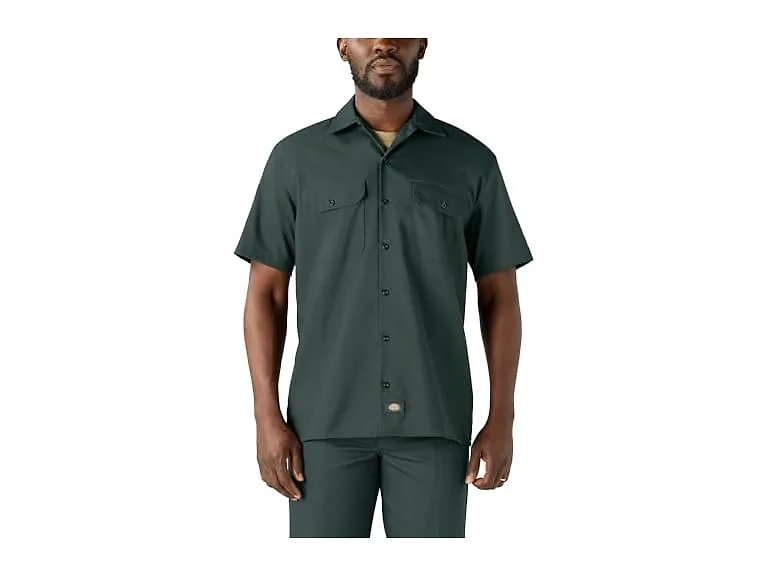 Dickies Men (X-Large Tall) Shirt Hunter Green V1