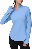GGOV Women's Golf Polo Long Sleeve Workout Tops V Neck UPF 50+ Sun Protection Quick Dry Lightweight Active Tennis Shirts