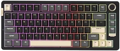 Rosewill Neon S75 Wireless Mechanical Gaming Keyboard, 80-Key Layout w/Volume Knob, Bluetooth / 2.4GHz / USB-C, Hot-Swappable Red Switches, RGB Backlit, 6000mAh Battery, Windows & macOS, Black