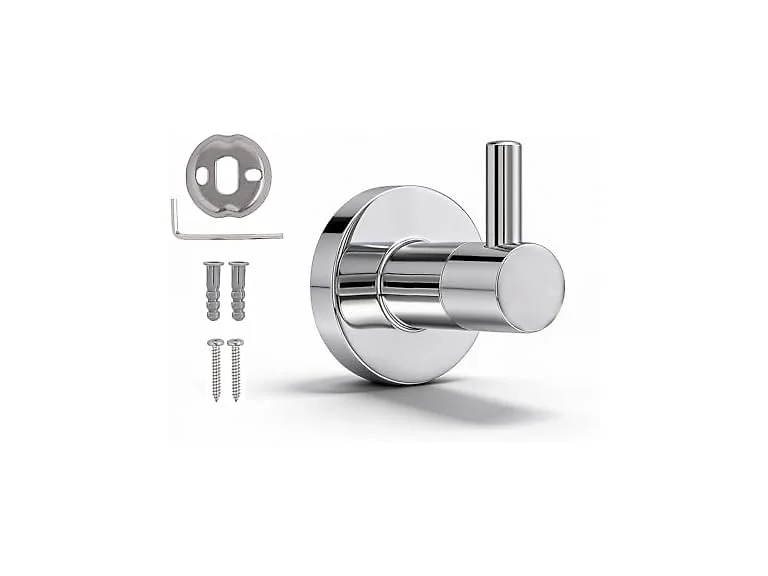 HIGHCRAFT Single Robe Hook in Chrome, Modern Bathroom Hook