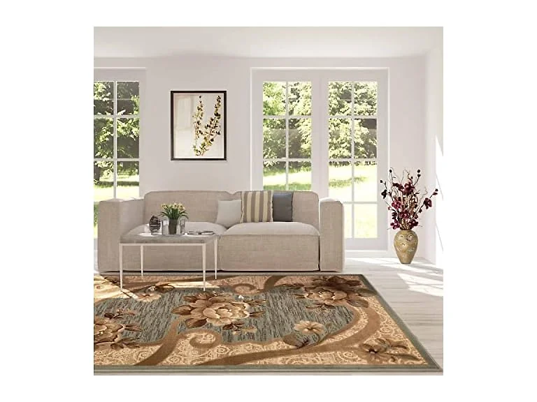 Superior Traditional Oversized Floral Border Rug