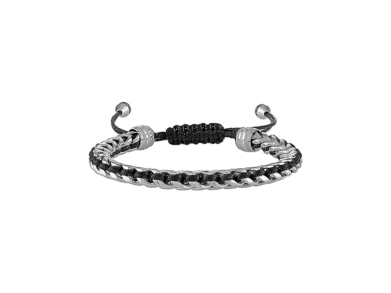 Bulova Men Classic Beaded Polished Steel Bracelet