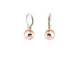 Yeidid Italian 18K Rose Gold Plated Sterling Silver 6mm Classic Leverback Ball Earrings