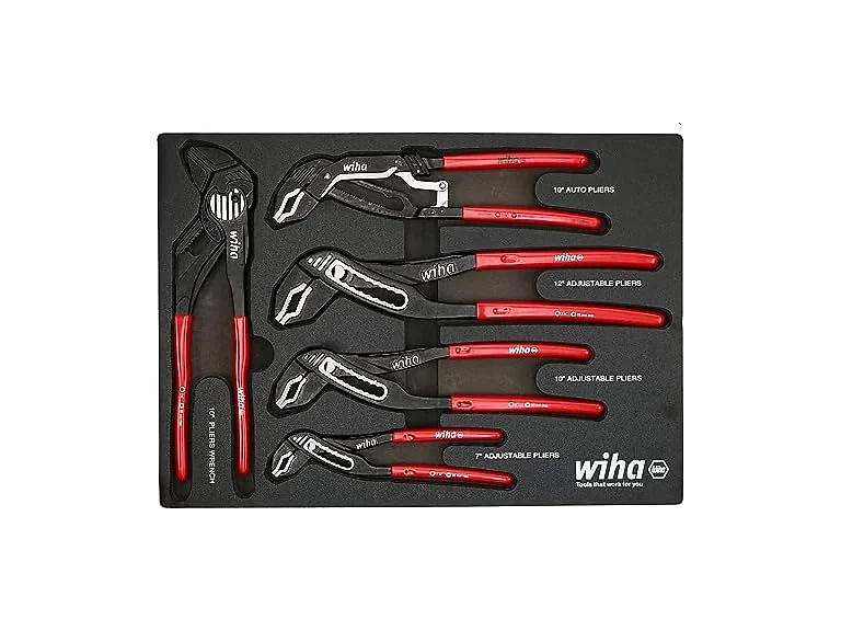 Wiha 34691 5pc Grip V-Jaw Tongue & Pliers Tray Set