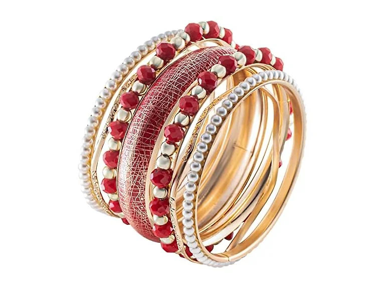 Sparkling Gems 7PC Gold-Tone Bangle Bracelets