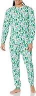 Amazon Essentials Men's Knit Pajama Set, Ecru Festive Tree, Large