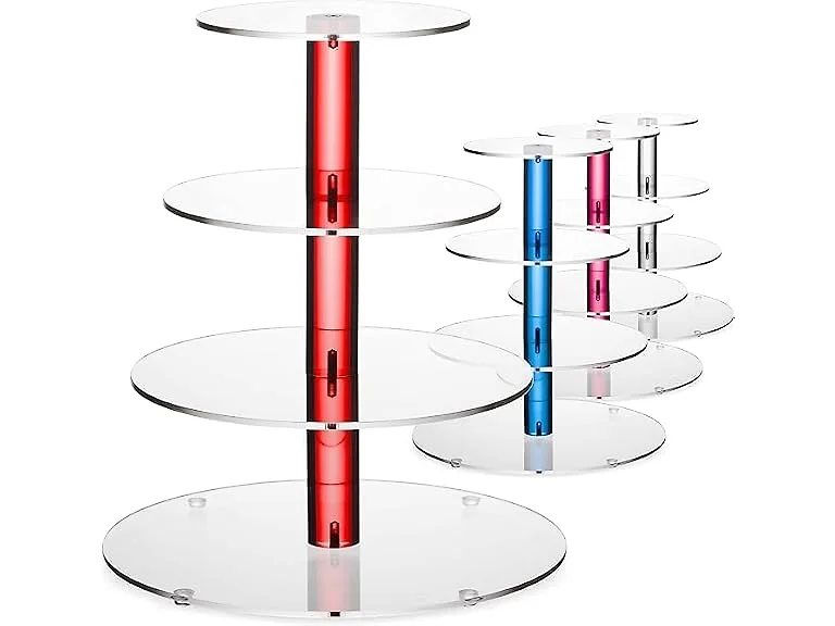 4-Tier Red Acrylic Cupcake Stand – 12"