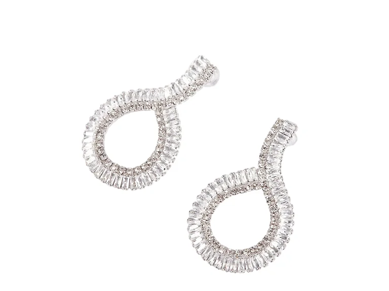 Silver Twisted CZ Drop Earrings