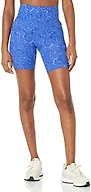Amazon Essentials Women's High Waisted Active Sculpt Moisture-Wicking Biker Shorts with Pockets, Multicolor Marble, Large