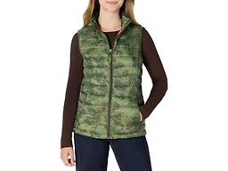 Amazon Essentials Women's Lightweight Water-Resistant Packable Puffer Vest, Green Camo, X-Small