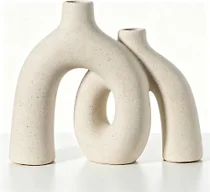 CEMABT Modern Nordic Boho Vase Set - Elegant Beige Matte Ceramic Vase for Living Room, Bookshelf, Mantel, Entryway Table & Console Decor | Home Decor Shelf Decorations Easter Gift