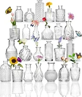 Sawoake Mini Bud Vases As Wedding Centerpieces for Tables,Clear Bud Vases for Flowers,Small Flower Vases Suitable for Birthday Party,Anniversary,Wedding Reception,Baby Shower (Clear, 24PCS)
