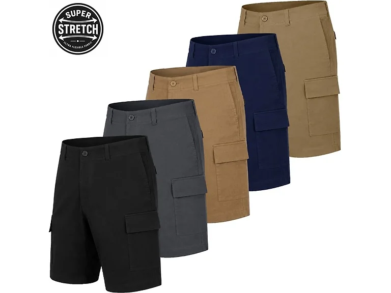 5Pk Mens Super Stretch Cargo Shorts