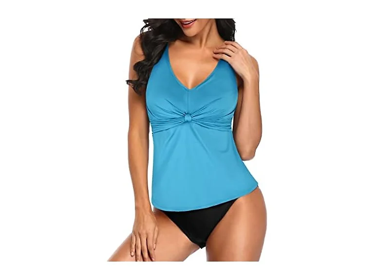 Septangle Women (12) Solid Ruched Tankini Swimsuit