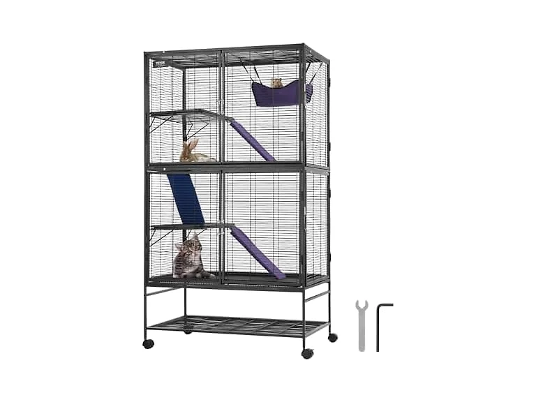 VEVOR 64.6" Rolling Metal Ferret Cage