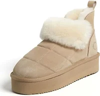 Dearfoams Womens Bayswater Puff Platform Genuine Shearling Bootie