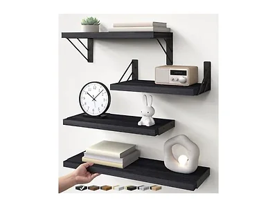 BAYKA 4pc Wood Floating Bathroom Shelves