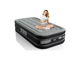 Sebor Air Mattress Twin with Built-in Pump 18", Comfortable Self-Inflating Air Mattress with High-Speed Pump, Durable Blow Up Mattress Twin with Storage Bag for Guests, Camping, Travel