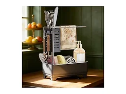 MOUKABAL 2-Tier Sponge Holder for Kitchen Sink, Sink Caddy Organizer Grey
