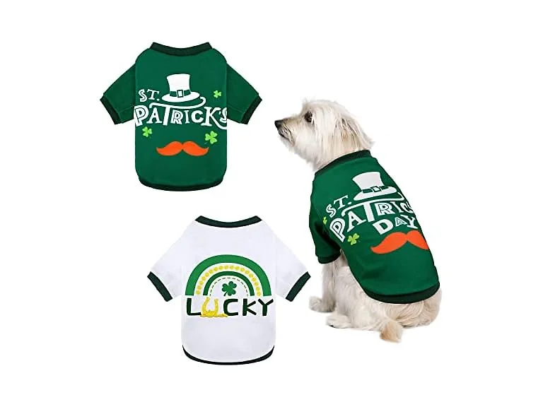 2 Pcs St. Patrick's Day Pet Shirts Dog Cloth