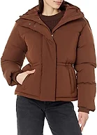 Amazon Essentials Women's Short Waisted Puffer Jacket (Available in Plus Size), Deep Brown, Medium