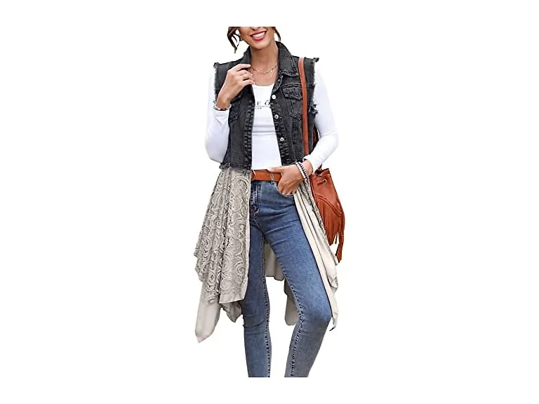Kissonic Women Vest Draped Front Open Mid Jacket